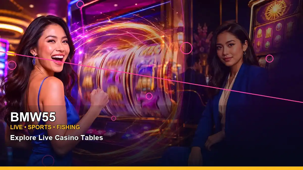 BMW55 neon-lit neon jackpot slot games in a left-framed layout for Philippine players