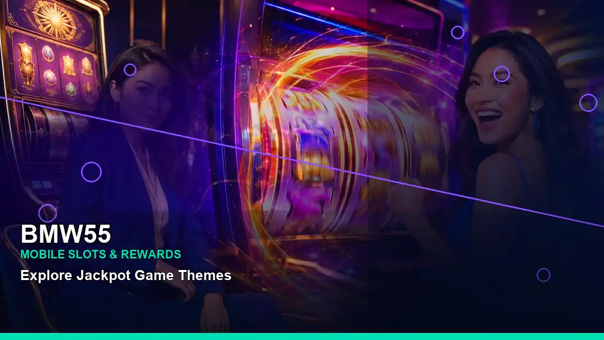 BMW55 burst free spins slot games featuring an adult Filipina casino host with a left close-up composition
